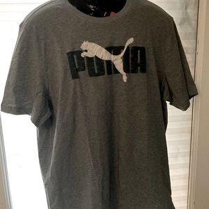 NWT XL puma t-shirt with white puma and PUMA in dark green on the front.